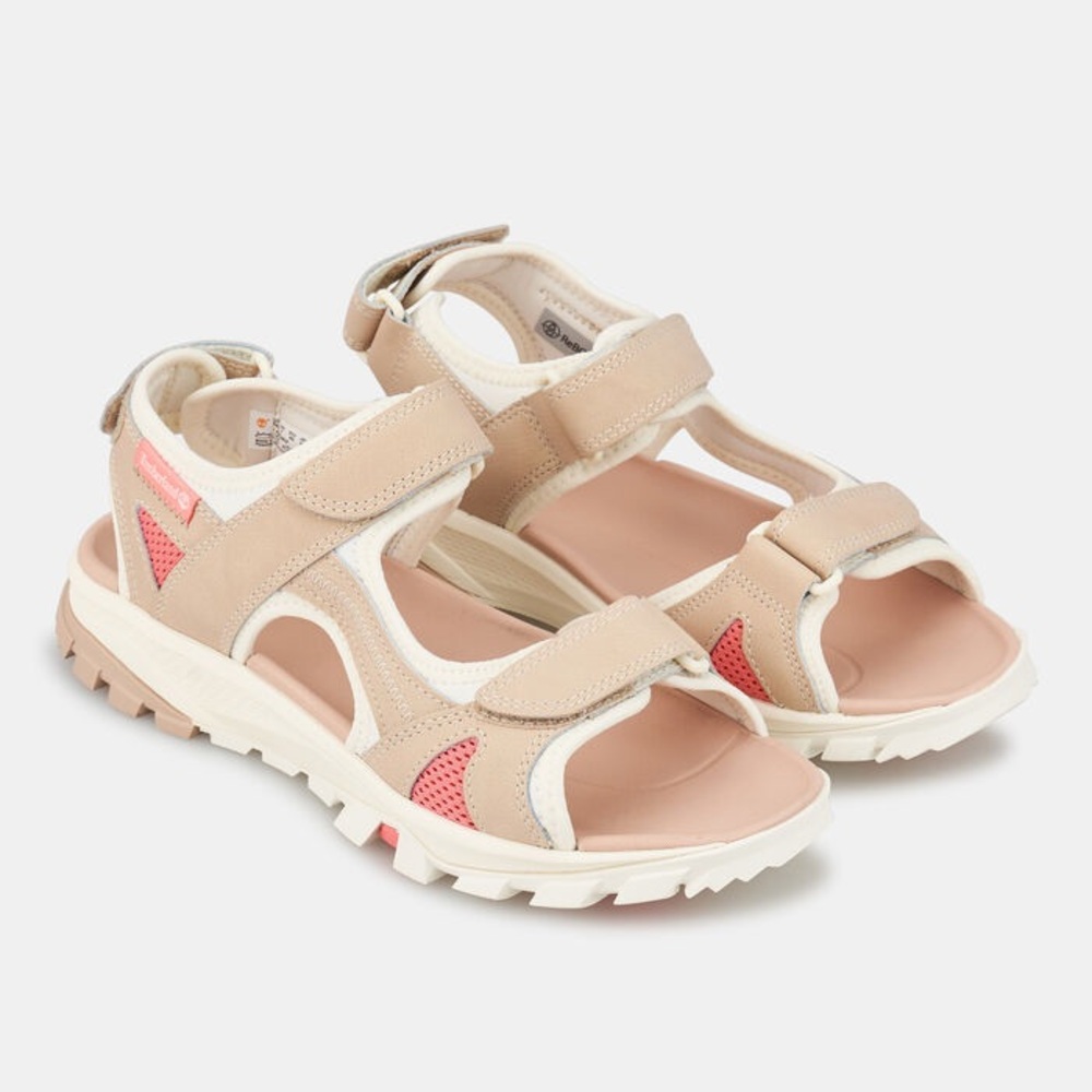 Timberland Women's Lincoln Peak Sandals Pink Ivory Size 9 Velcro Sandals